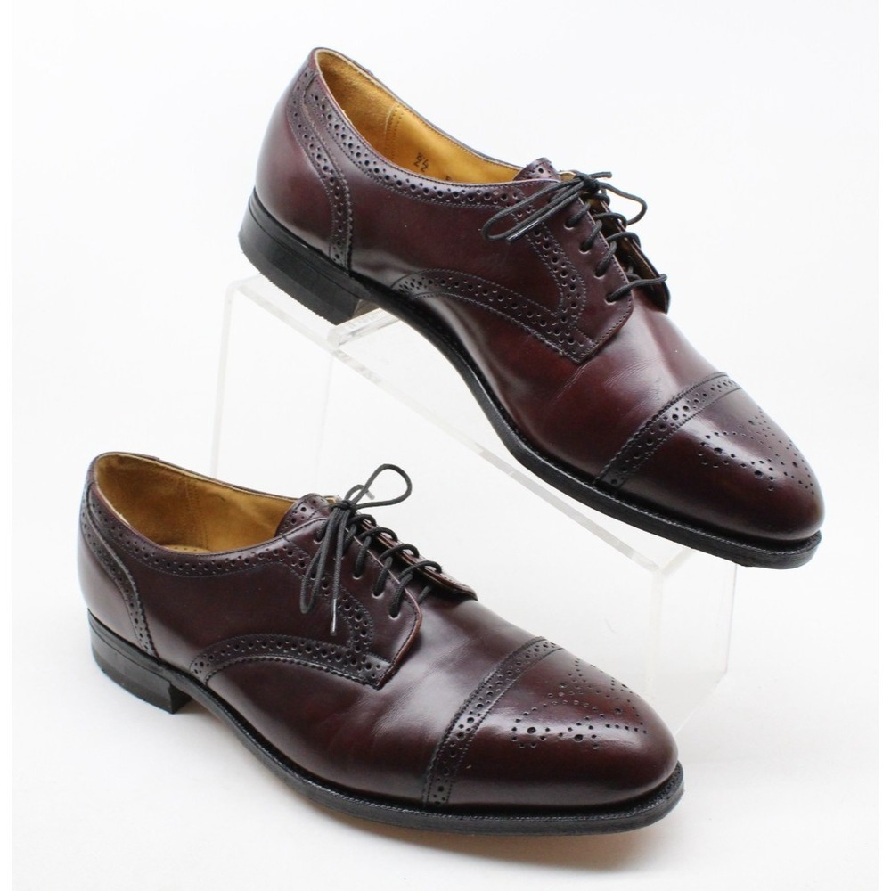 Johnston & Murphy Optima Oxford Cap Toe Burgundy Leather Dress Shoes 8.5 E